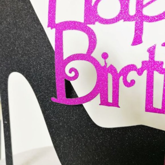 Large Black Sexy Glitter Shoe Cake Topper - Picture 2 of 4